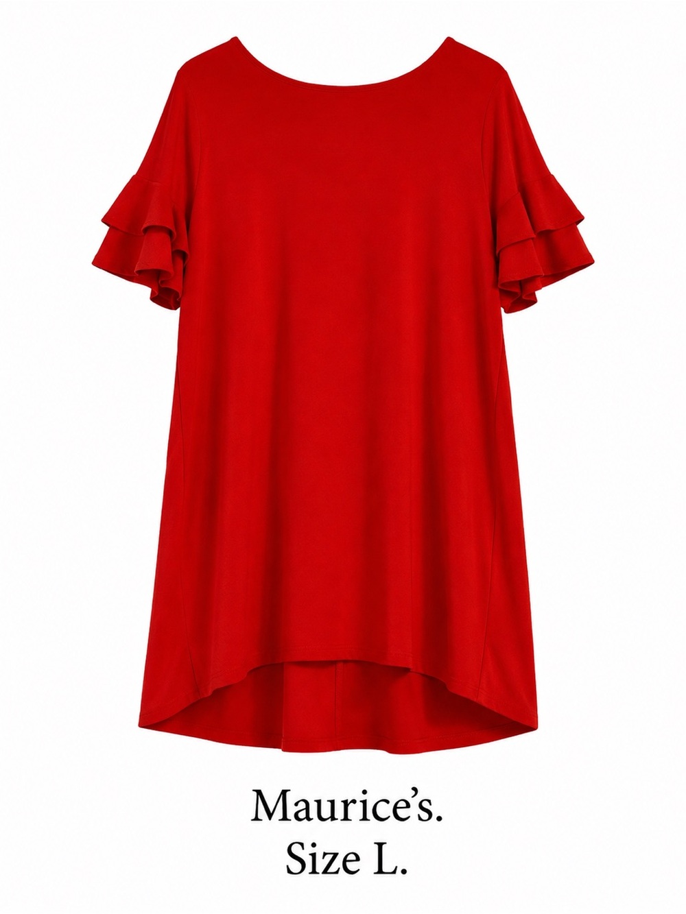 Maurices Red Short Ruffle Sleeve Tunic Dress